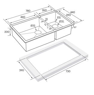 Мойка кухонная Paulmark Gerberg PM227844-BS брашированная нержавеющая сталь